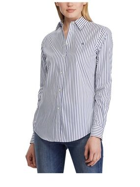 Ralph Lauren White Dress Shirt with Navy Pinstripes NWT